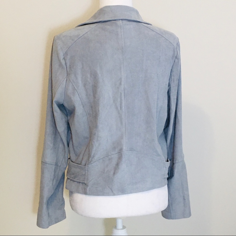 Lysse Womens Cory Faux Suede Moto Jacket Light Blue Asymmetric Zip size Medium - Picture 12 of 15